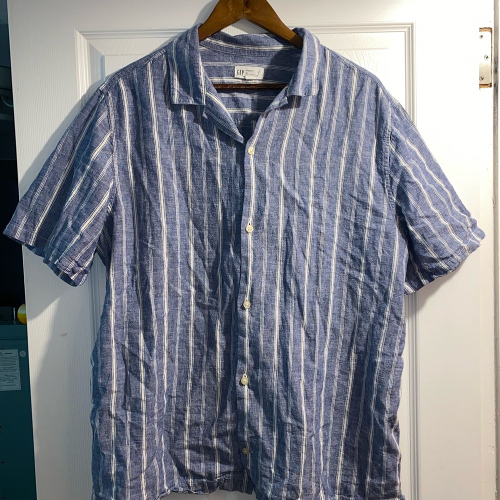 GAP Casual Blue and White Striped Shirt